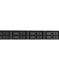 Top Shelf 10 Bay 1U Rackmount NAS With Dual AMD Epyc CPUs U2 U3 NVMe All Flash Storage and Hella Fast 25Gb E Ports front view showing ten NVMe bays.