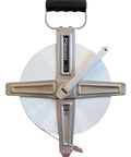 Heavy-Duty Nylon Reinforced Steel Blade Tape Measure With Stainless Steel Housing, Zero Point At Tape End, top view.
