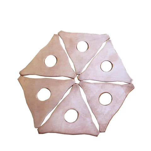 Six star-shaped pads from the Dent Pulling Straight Washer Set 100 Pieces Stud Welding Kit Accessories arranged in a circle.