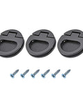 Flush Ring Pull Handles Set Of 3 In Black 43.5mm Zinc Alloy With Screws For Drawers Sliding Doors Cabinets