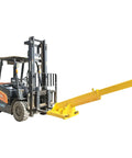 Rock Solid 8800Lb Manual Telescopic Forklift Jib Boom Crane attached to a forklift with a yellow extending arm.