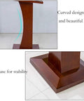 Heavy Duty Solid Wood Lecture Podium And Mobile Stand With Hella Roomy Workspace showing curved design and thick base for stability.