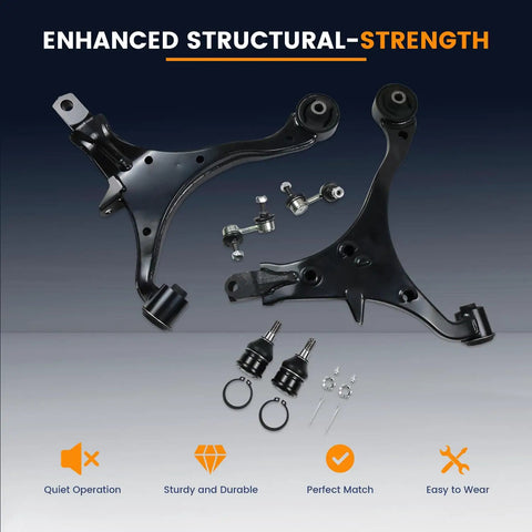 Front Lower Control Arm Kit With Ball Joints For 2002 2003 2004 2005 2006 CR V SUV Suspension Kit Left And Right Sway Bar Links 6 Piece Set Bolt On Direct Fit Replacement With Premium Ball Joints And Durable Arms For Smoother Handling