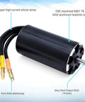 1850KV Brushless RC Boat Motor 3670 With 5mm Shaft Waterproof Water Cooling Jacket displayed with cables and aluminum body
