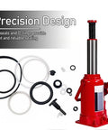 Score This Dope 17 Piece Bottle Jack Repair Kit For 3 Ton Hydraulic Vertical Lift With Ram Piston Pump Seals O Rings Gaskets And Bleed Screw For A Slick Straightforward Rebuild showing seals and O-rings with red hydraulic jack.