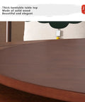 Premium Solid Wood Lazy Susan Turntable Smooth Rotating Serving Tray For Dining Room Kitchen Counter close-up of thick wood surface.