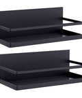 Heavy Duty Magnetic Spice Rack For Fridge Side, set of 2 black steel organizational shelves with two tiers.