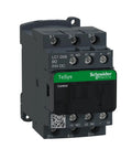 Front view of LC1D09BD 24VDC Contactor Beefy 4KW 9A AC-3, 3-phase relay, with auxiliary contacts, 24V coil, industrial grade, panel ready.