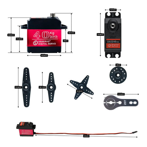 Four-Pack 40Kg Waterproof Digital Servo With 25T Arm High Torque For 1 To 8 1 To 10 1 To 12 RC Crawlers And Trucks