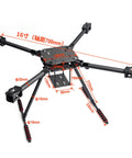 Foldable Carbon Fiber Quadcopter Frame For Heavy Lift Drones With 550/600/650/700mm Wheelbase And Carbon Landing Gear Perfect For Aerial Photography Mapping And Industrial Drone Applications, frame dimensions diagram