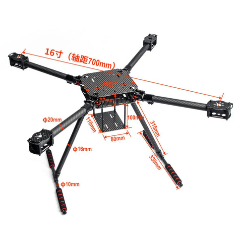 Foldable Carbon Fiber Quadcopter Frame For Heavy Lift Drones With 550/600/650/700mm Wheelbase And Carbon Landing Gear Perfect For Aerial Photography Mapping And Industrial Drone Applications, frame dimensions diagram