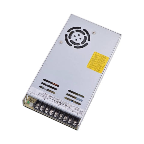 Pro Grade Heavy Duty Workhorse Industrial Switching Power Supply 12 Volt 29 Amp 348 Watt High Efficiency Dc Adapter rear view with cooling fan.