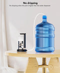 Adjustable Desktop Water Pump For 5 Gallon Bottles, Portable Type C Charging Dispenser on wooden table, silicone hose attached