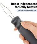 Two Pack Button Hook With Zipper, Pull Fastener Helper, Assist Hook Tool For Easy Dressing, Wide Non Slip Grip, Zipper Hook, Handy Mobility Aid For Seniors And Anyone With Limited Hand Dexterity, black grip with steel hook