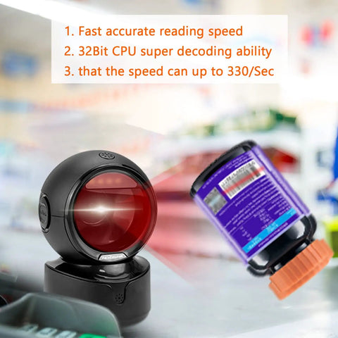 Automatic Omnidirectional Desktop Barcode Scanner Hands Free USB Wired QR Code Reader For 1D 2D Barcodes In Warehouses