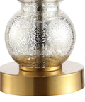 Base of Mercury Glass And Brass Table Lamp With White Linen Shade For Bedroom And Living Room, Modern Stacked Sphere