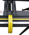 Close-up of Siding Brake 10.5ft 24 Gauge Sheet Metal Bender with measuring scale, roller knife, adjustable angles for bending metal roofing