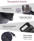 Top view of Grab And Go 0.6L Electric Kettle For Travel Ultralight 1.34lb 600W Fast Boil with separate lid, spout, handle, and cord.
