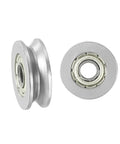 Side and front view of U Groove Bearing 20 Pack 3x12x4mm Carbon Steel Sealed Ball Bearings with visible rail roller wheel guide pulley design.
