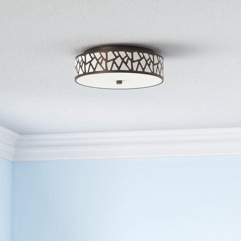 Two Light Vintage Flush Mount Ceiling Light With Frosted Glass Shade In Oil Rubbed Bronze For Hallway Kitchen Bathroom And Bedroom A 12 Inch Ceiling Fixture That Delivers Classic Warm Ambience And Clean Modern Look