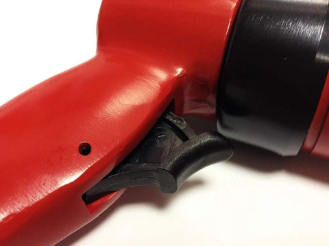 Trigger detail of Air Caulking Gun With Continuous Release For 8-1/2 Inch Cartridges 50 X 210mm, Lightweight Durable Tool.