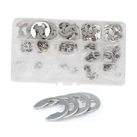 304 Stainless Steel E Clip Washer All In One Assortment Kit 320 Pieces Circlip Retaining Rings for Shafts M1.5 to M15