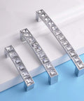 Modern Decor Crystal Glass Rhinestone Drawer Cabinet Pulls Zinc Alloy Handle Set 4 Inch Overall Length 3.8 Inch Hole Centers