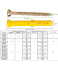 Image showing dimensions of self-tapping screws kit with stainless steel expansion anchors and cross tip screws for secure mounts.