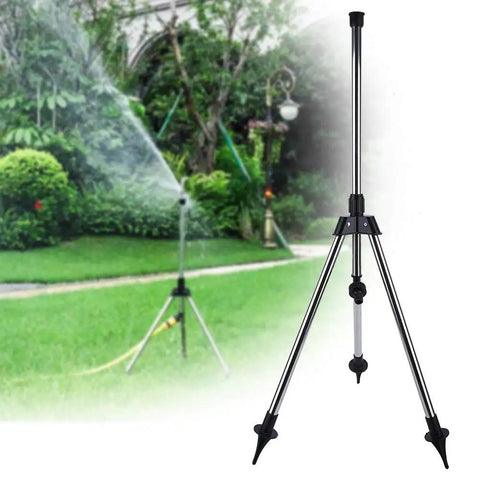Stainless Steel Tripod Sprinkler Stand With Adjustable Height From 57.5 To 90 Cm G1 2 Thread Base in garden setting