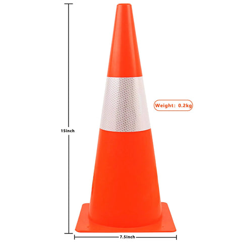 Top Notch High Visibility 15 Inch Traffic Cones With Reflective Collars Four Pack Orange Safety Cones product image