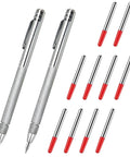 Tough As Nails Tungsten Carbide Scribe Pen Kit with two silver markers and ten red replacement tips for precise etching.