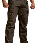 Men's Tactical Ripstop Cargo Pants With Water Resistant Duratex Fabric, Lightweight EDC And Hiking Pants, Dark Brown, 38W X 32L