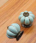 Sky blue ceramic pumpkin knobs from 5 Pack Retro Vintage Ceramic Pumpkin Cabinet Knobs Set For Kitchen Cabinets Drawers Dresser Cupboard Pull Handles Includes 3 Kinds Of Screws Sky Blue Enhances Vintage Charm For Furniture With Easy Install And Durable Gloss Finish