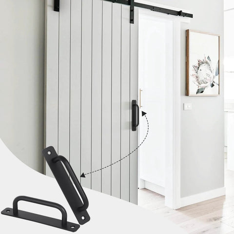Black Barn Door Handles Kit 7.1 Inch Gate Handle For Outdoor Fence And Sliding Doors Heavy Duty Aluminium Alloy Pulls.