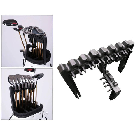 9 Slot Golf Club Organizer For Bag And Stand Putter Holder Iron And Driver Separator Divider System in use and detached