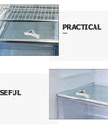 8 Pack Aluminum Shelf Clips for Fridge and Freezer shown on glass shelf surface