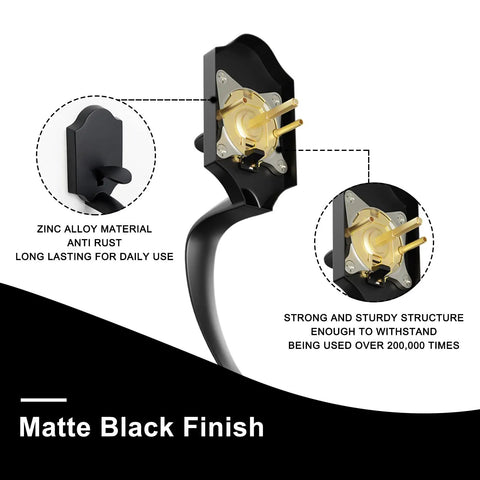 Double Door Lock Set With Dummy Handle And Single Cylinder Deadbolt, Matte Black Finish, steel construction, close-up.