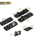 Hidden Door Pivot Hinge Heavy Duty Murphy Door Hardware With 580 Lbs Capacity Built To Handle Solid Wood Doors Sag Free For Secret Rooms And Fully Loaded Bookcases Invisible Design, black steel parts with size labels