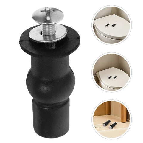 8 Piece Toilet Seat Mounting Kit With Expanding Screws Rubber Washers And Nuts For Metal Mounting Hardware DIY Friendly Tool Free Installation Black Universal Fit Secure And Stable Fixation, black toilet seat bolt close-up