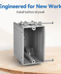 Single Gang Electrical Box For New Work 22 Cu In UL Listed Fire Rated 2 Hour Open Wall Mount 6 Pack Secure Wiring Solution For Construction Projects Today gray PVC box for new work install before drywall
