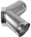 8 Inch To 6 Inch Y Shape Duct Splitter With Two 45 Degree Branches Galvanized Steel 3 Way Dust Collection Fitting For Exhaust Fans And Dryer Vents Easy Install Ducting Adapter And Hose Connector visible from side showing galvanized steel construction