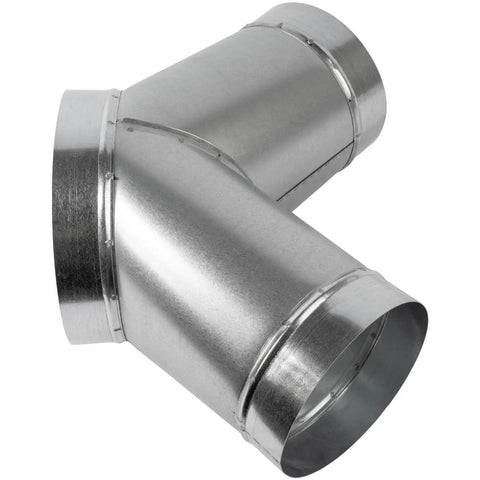 8 Inch To 6 Inch Y Shape Duct Splitter With Two 45 Degree Branches Galvanized Steel 3 Way Dust Collection Fitting For Exhaust Fans And Dryer Vents Easy Install Ducting Adapter And Hose Connector visible from side showing galvanized steel construction
