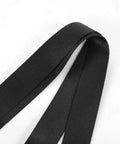 Close-up of a black nylon strap for All In One Kayak Anchor Rope And Buoy Kit With Stainless Steel Carabiners 70 Inch Tow Rope.