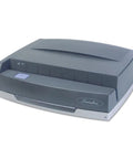 Electric Three Hole Punch, 50 Sheet Capacity, Jam Free Reverse Switch, Push Button Control, in sleek smart gray.