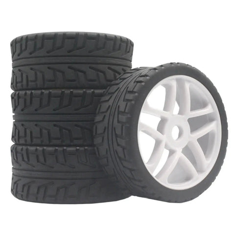 Racing Rubber Tyres And Hex Wheels For 1/8 Scale RC Buggy Cars, Grippy Beadlock Style Setup, Durable Multi Material Build, Slip Free Startups And Climb On Inclines, Ready For Tough Off Road Races And High Speed Runs