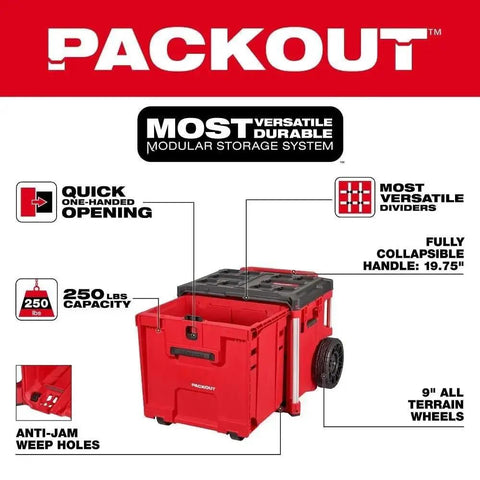 Rolling Drawer Tool Box With 250 Pound Capacity One Handed Quick Open Collapsible Handle Metal Reinforced Corners