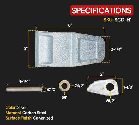 Diagram of Heavy Duty Weld On Container Door Hinge Set 10 Pack With Blade Pin And Lugs For Cargo Doors 6 Inch Long, Galvanized Steel