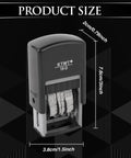 Self Inking Date Stamp Featuring Us Mmm Dd Yyyy Format And Crisp Black Prints For Fast Desk Jobs or Teacher Marking with size dimensions.