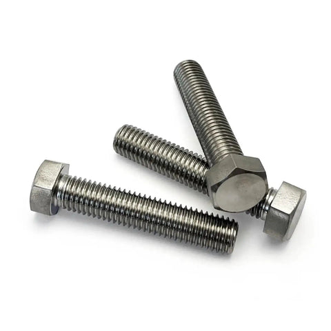 Top Shelf Grade Five Titanium Hex Bolts M8 X90mm Twenty Pack Heavy Duty Rust Resistant Fasteners shown from an angled view.