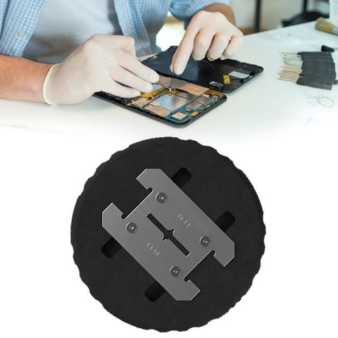Person repairing mobile motherboard using 360 Degree High Temperature Rotatable Chip Fixture For Mobile Motherboards Repair DIY Electronics Clamping Clip